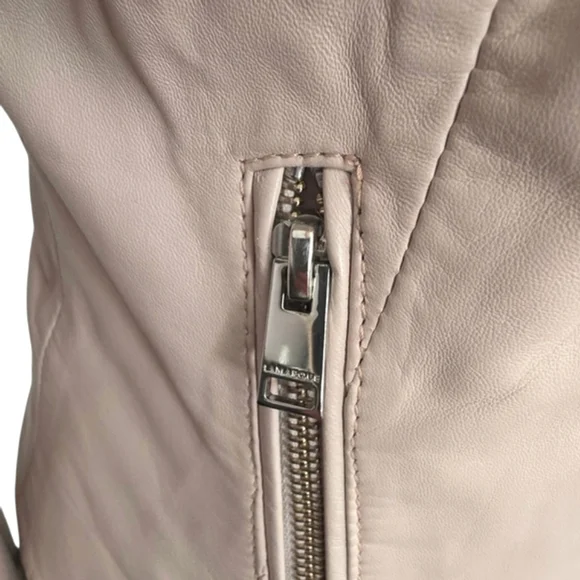 Lamarque Pink Leather Jacket Asymmetrical Zipper Fitted Sz XS - Picture 5 of 13